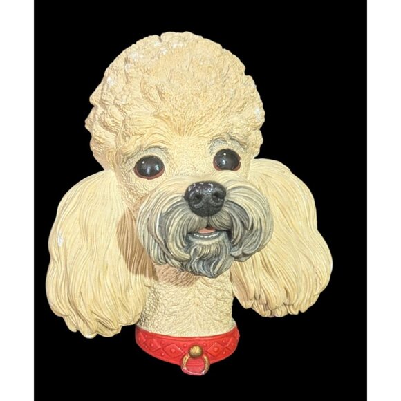 Bossons Congleton Poodle Chalkware Wall Plaque Vintage Dog Art 5" England Handma - Picture 2 of 6